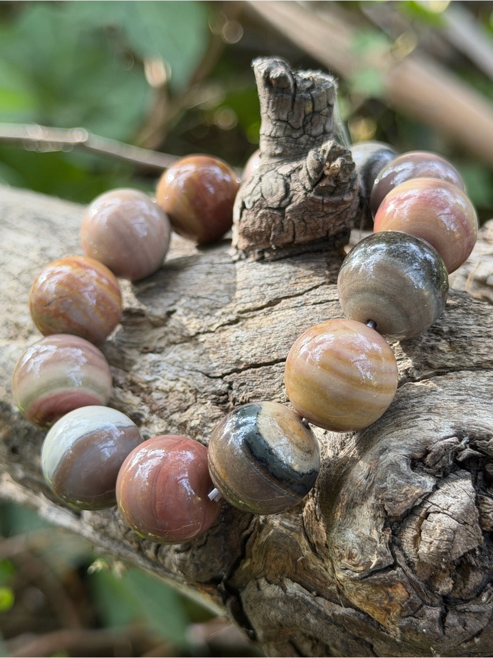 Natural Multicolor Picture Jasper Beaded Women's Bracelet